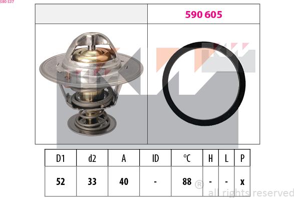 KW 580 537 - Termostats, Dzesēšanas šķidrums ps1.lv