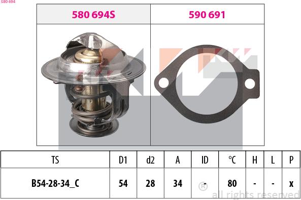 KW 580 694 - Termostats, Dzesēšanas šķidrums ps1.lv