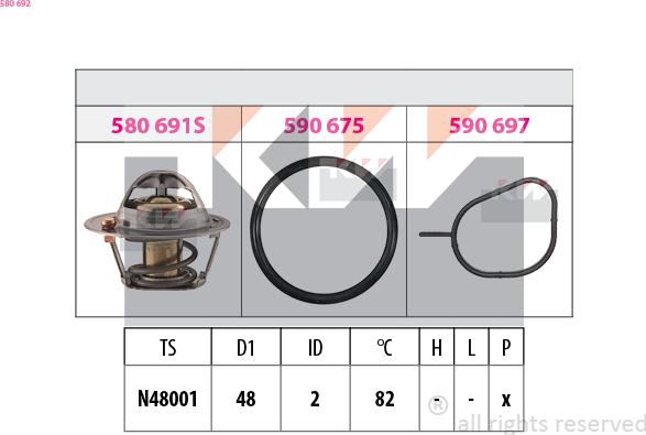 KW 580 692 - Termostats, Dzesēšanas šķidrums ps1.lv