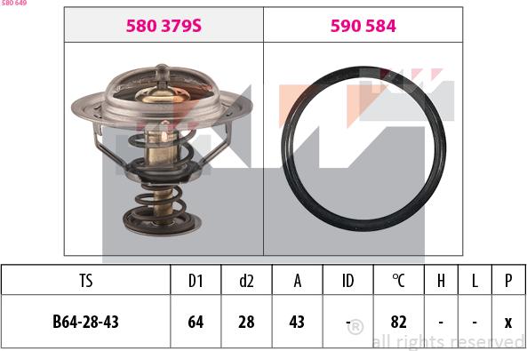 KW 580 649 - Termostats, Dzesēšanas šķidrums ps1.lv