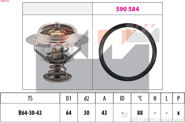 KW 580 651 - Termostats, Dzesēšanas šķidrums ps1.lv