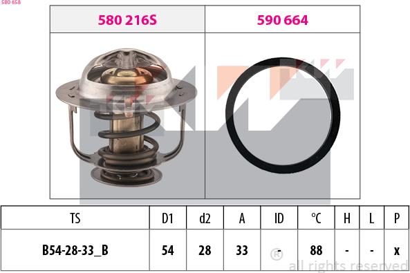 KW 580 658 - Termostats, Dzesēšanas šķidrums ps1.lv