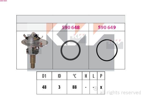 KW 580 609 - Termostats, Dzesēšanas šķidrums ps1.lv