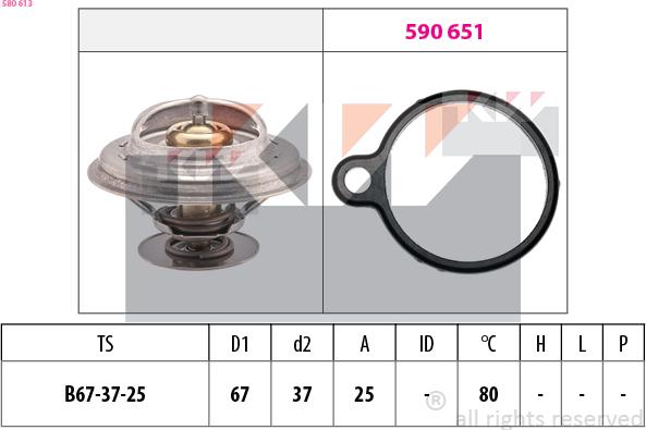 KW 580 613 - Termostats, Dzesēšanas šķidrums ps1.lv