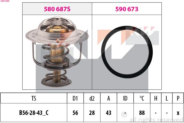 KW 580 688 - Termostats, Dzesēšanas šķidrums ps1.lv