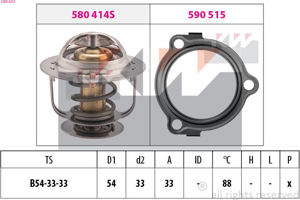 KW 580 633 - Termostats, Dzesēšanas šķidrums ps1.lv