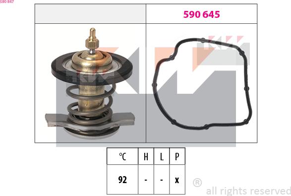 KW 580 847 - Termostats, Dzesēšanas šķidrums ps1.lv