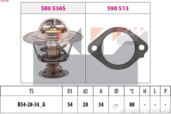 KW 580 869 - Termostats, Dzesēšanas šķidrums ps1.lv