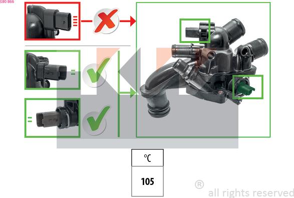KW 580 866 - Termostats, Dzesēšanas šķidrums ps1.lv