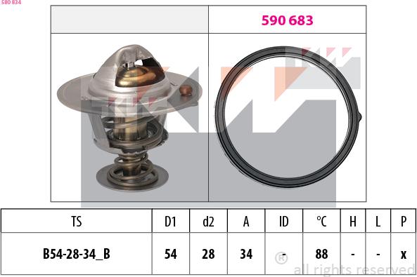 KW 580 834 - Termostats, Dzesēšanas šķidrums ps1.lv