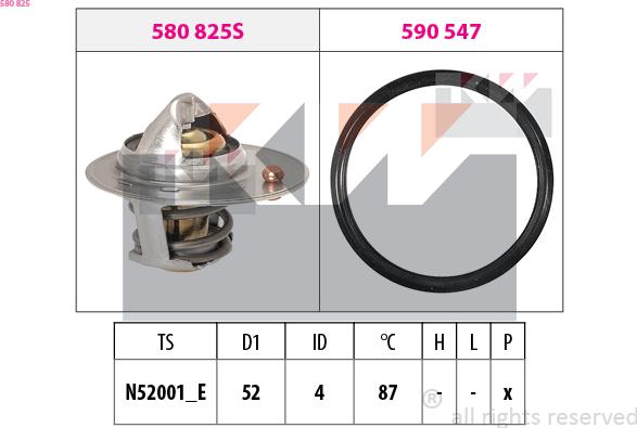 KW 580 825 - Termostats, Dzesēšanas šķidrums ps1.lv