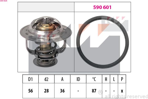 KW 580 828 - Termostats, Dzesēšanas šķidrums ps1.lv