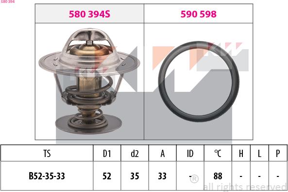 KW 580 394 - Termostats, Dzesēšanas šķidrums ps1.lv