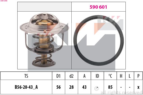 KW 580 398 - Termostats, Dzesēšanas šķidrums ps1.lv