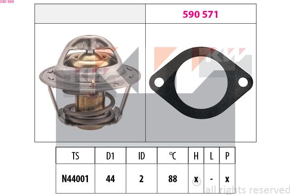 KW 580 369 - Termostats, Dzesēšanas šķidrums ps1.lv