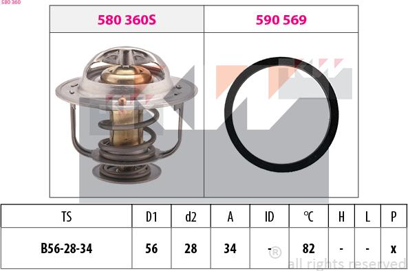 KW 580 360 - Termostats, Dzesēšanas šķidrums ps1.lv