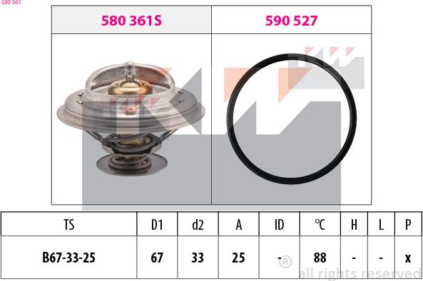 KW 580 361 - Termostats, Dzesēšanas šķidrums ps1.lv