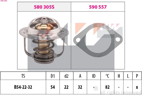 KW 580 305 - Termostats, Dzesēšanas šķidrums ps1.lv