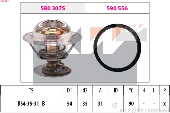 KW 580 307 - Termostats, Dzesēšanas šķidrums ps1.lv