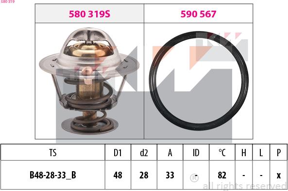 KW 580 319 - Termostats, Dzesēšanas šķidrums ps1.lv