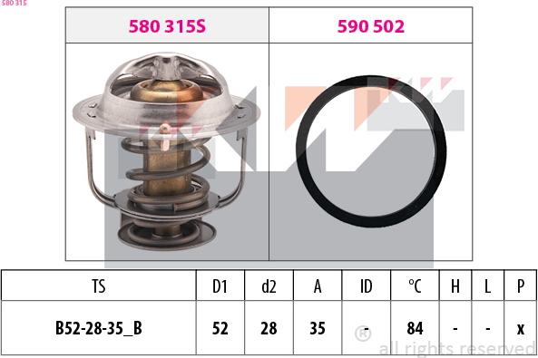 KW 580 315 - Termostats, Dzesēšanas šķidrums ps1.lv