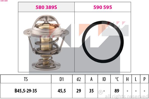 KW 580 389 - Termostats, Dzesēšanas šķidrums ps1.lv