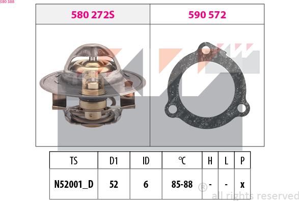 KW 580 388 - Termostats, Dzesēšanas šķidrums ps1.lv