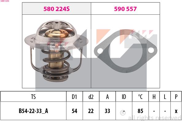 KW 580 335 - Termostats, Dzesēšanas šķidrums ps1.lv