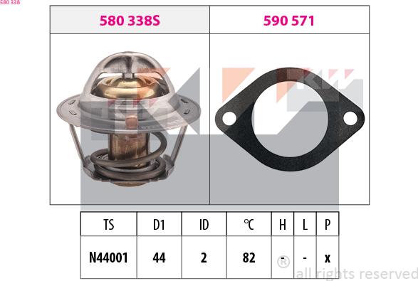 KW 580 338 - Termostats, Dzesēšanas šķidrums ps1.lv