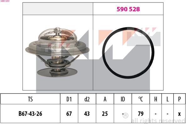 KW 580 333 - Termostats, Dzesēšanas šķidrums ps1.lv