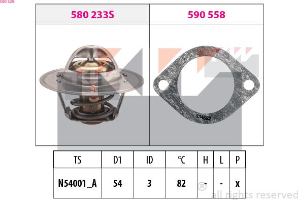 KW 580 329 - Termostats, Dzesēšanas šķidrums ps1.lv