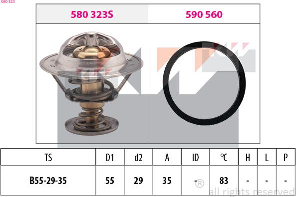 KW 580 323 - Termostats, Dzesēšanas šķidrums ps1.lv