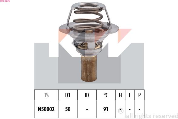 KW 580 327S - Termostats, Dzesēšanas šķidrums ps1.lv