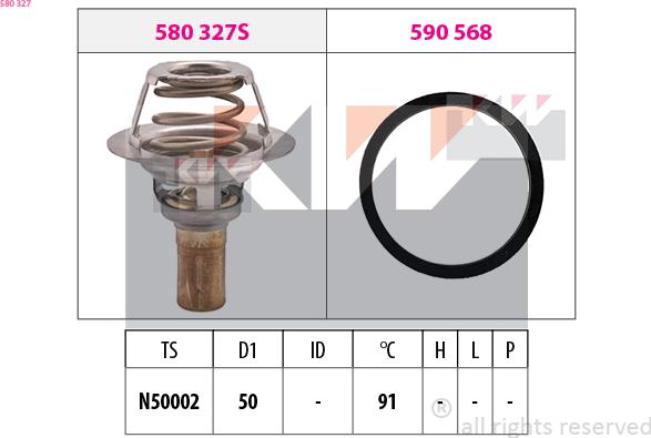 KW 580 327 - Termostats, Dzesēšanas šķidrums ps1.lv