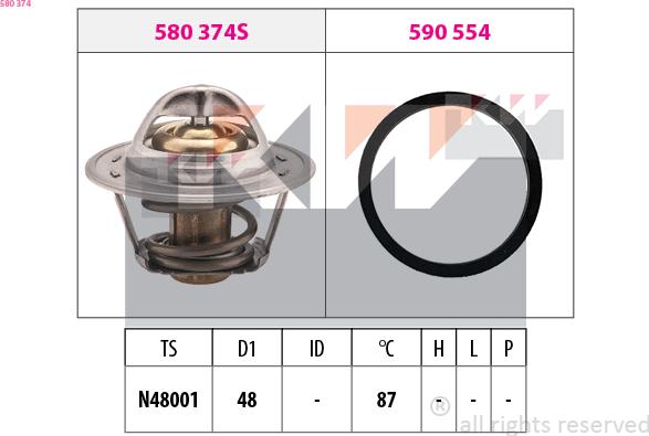 KW 580 374 - Termostats, Dzesēšanas šķidrums ps1.lv