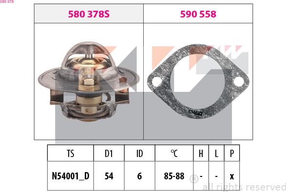 KW 580 378 - Termostats, Dzesēšanas šķidrums ps1.lv