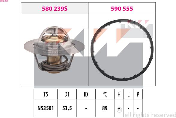 KW 580 291 - Termostats, Dzesēšanas šķidrums ps1.lv