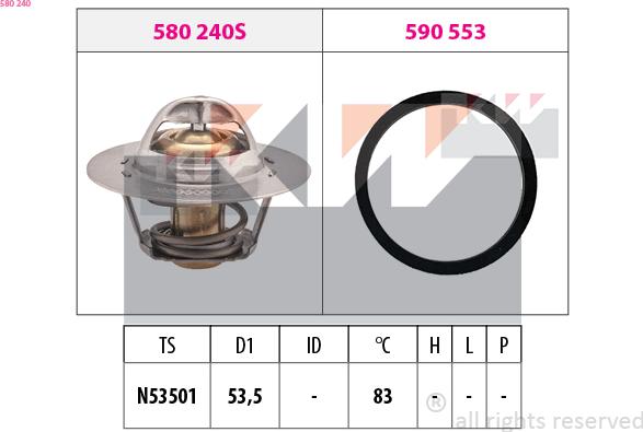 KW 580 240 - Termostats, Dzesēšanas šķidrums ps1.lv