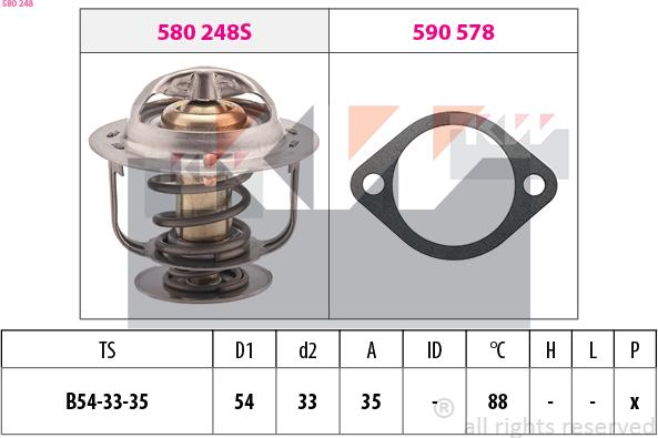 KW 580 248 - Termostats, Dzesēšanas šķidrums ps1.lv