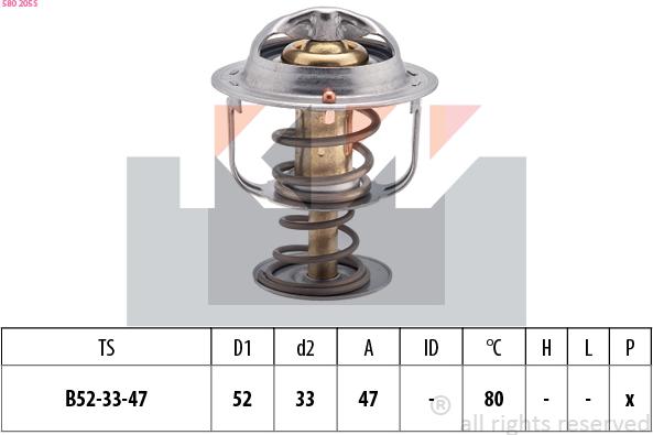 KW 580 205S - Termostats, Dzesēšanas šķidrums ps1.lv