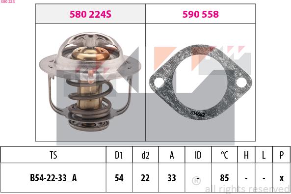 KW 580 224 - Termostats, Dzesēšanas šķidrums ps1.lv