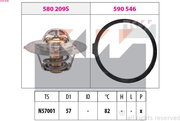 KW 579 938 - Termostats, Dzesēšanas šķidrums ps1.lv