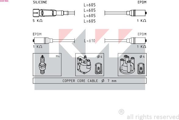 KW 359 965 - Augstsprieguma vadu komplekts ps1.lv