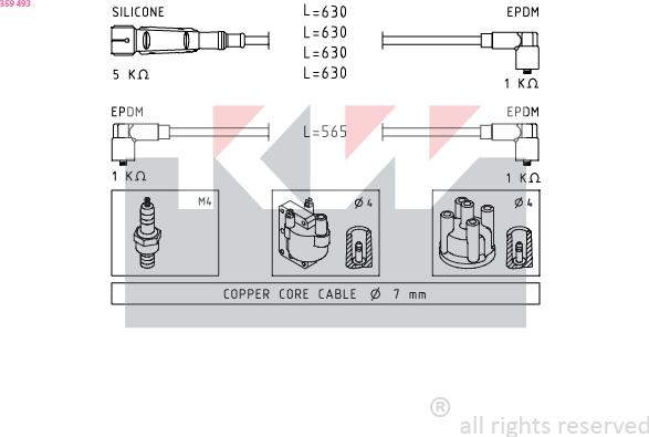 KW 359 493 - Augstsprieguma vadu komplekts ps1.lv