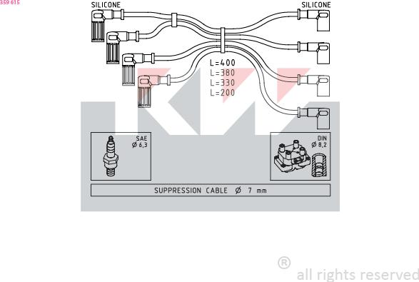 KW 359 615 - Augstsprieguma vadu komplekts ps1.lv