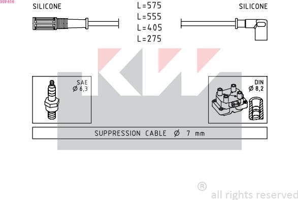 KW 359 616 - Augstsprieguma vadu komplekts ps1.lv