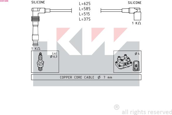 KW 359 688 - Augstsprieguma vadu komplekts ps1.lv