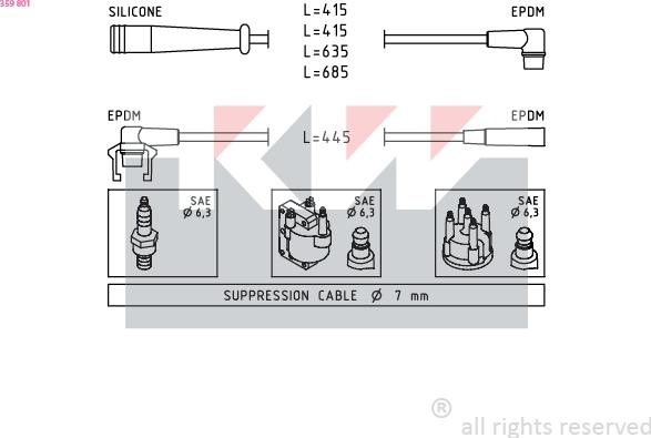 KW 359 801 - Augstsprieguma vadu komplekts ps1.lv