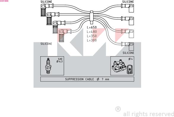 KW 359 888 - Augstsprieguma vadu komplekts ps1.lv