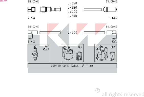 KW 360 937 - Augstsprieguma vadu komplekts ps1.lv